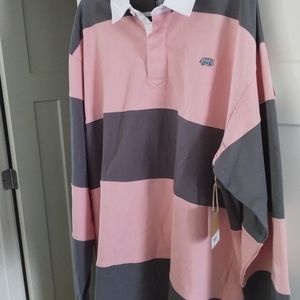 MENS 3XL WARTHOG CLASSIC RUGBY PEACH GRAY STRIPED BNWT